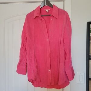 H&m crinkled satin button up